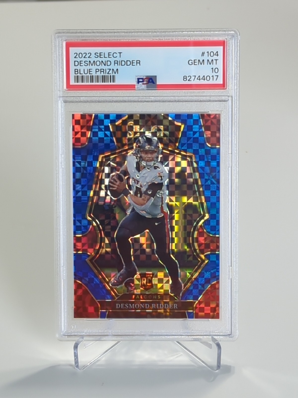 2022 Panini Select #104 Desmond Ridder Blue Prizm RC /149 Falcons Rookie PSA 10