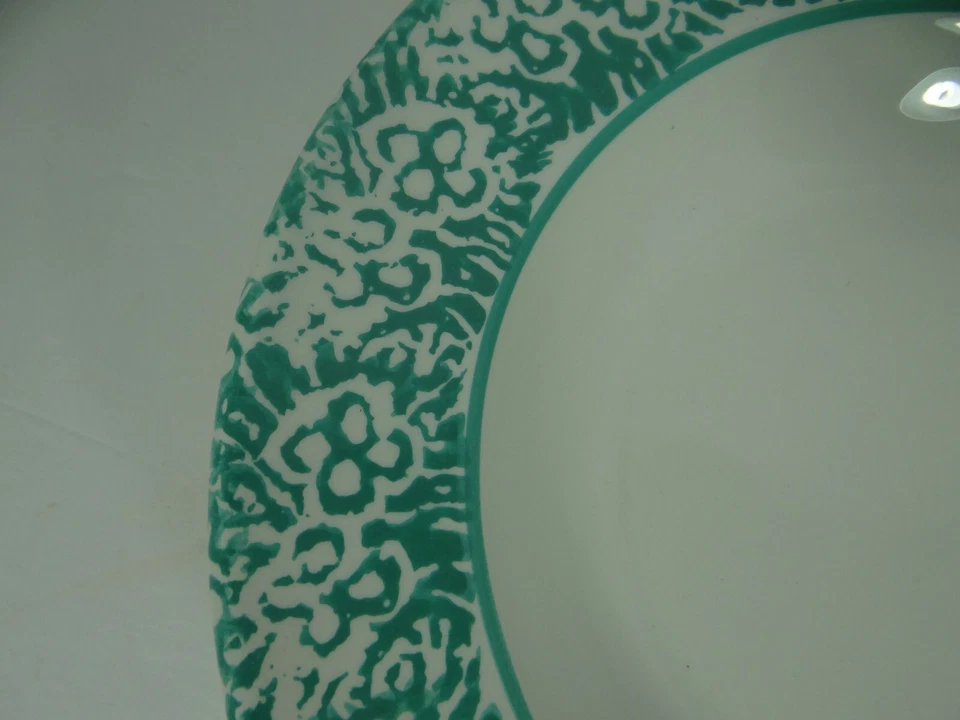 Juego de 4 cuencos de sopa con borde Roma Inc esponja verde hecho en Italia Foto 3 de 4