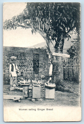 Africa Postcard Woman Selling Ginger Bread Near Big Tree c1910 Antique Unposted