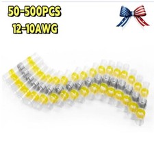 12-10AWG Heat Shrink Solder Seal Wire Connectors Waterproof Butt Terminal Yellow