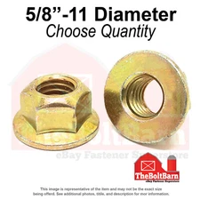 5/8"-11 Grade 8 Hex Flange Top Lock Nuts Zinc Yellow Coarse Thread (Pick Qty)