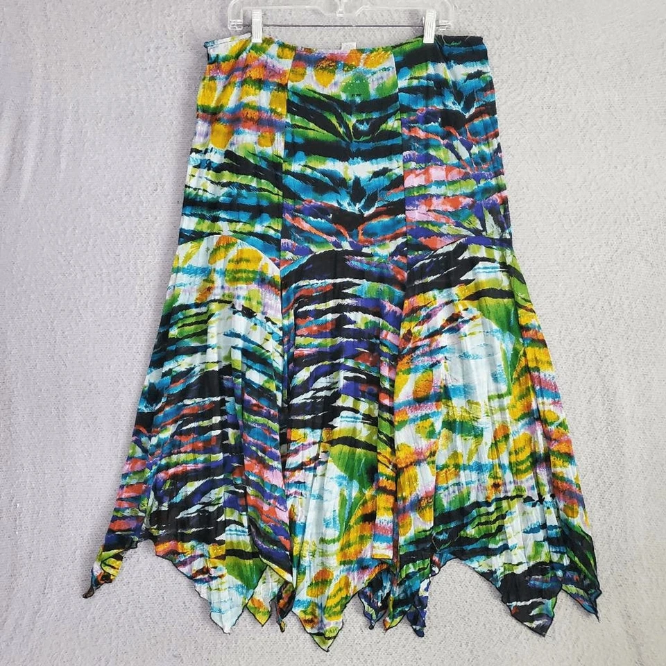 ALBERTO MAKALI Women's Side Zip Multicolor Art To Wear Maxi Skirt 14 - Image 2 of 3