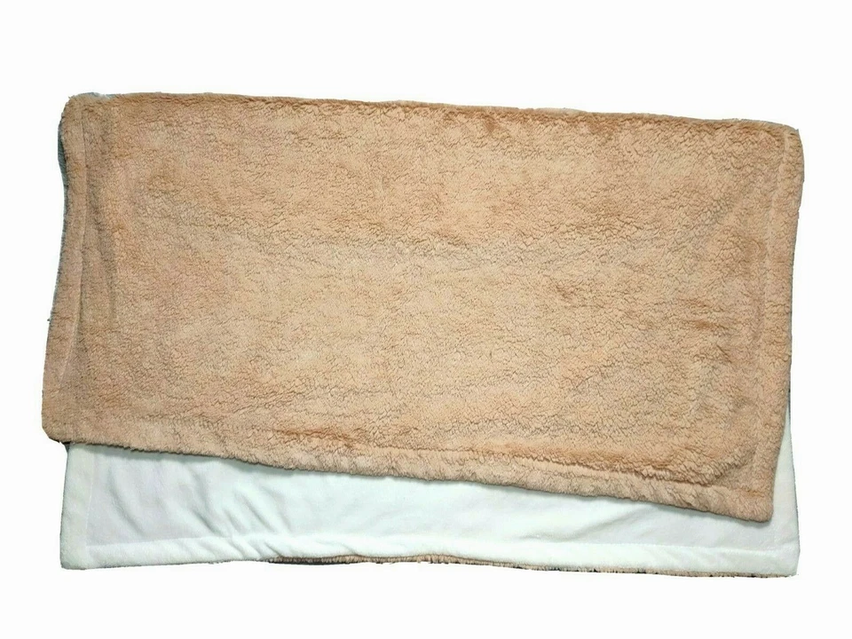 BEANSPROUT Baby Blanket Brown Beige Fleece Soft 30x36 Bean Sprout EUC - Image 3 of 3