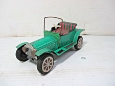 Tin Litho Friction Powered Push Toy Green Convertible Model A Car Made in Japan