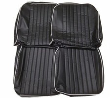 New Front Seat Covers Seat Upholstery For Mgb 1973-1980 Black Vinyl W White Trim
