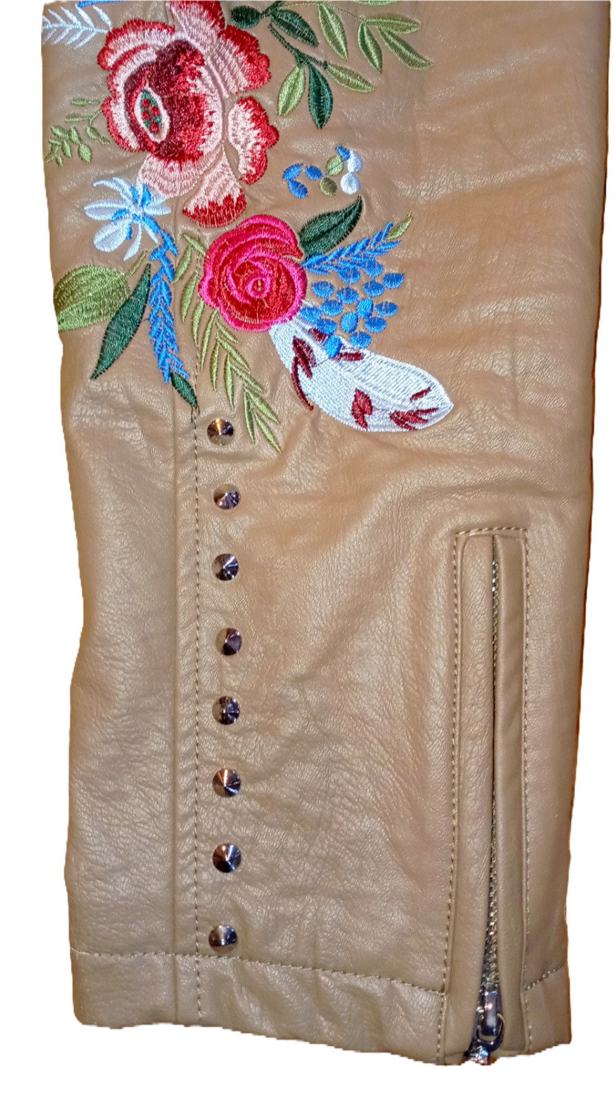 Ameri Mode Medium Brown Jacket Faux Leather Studd… - image 21