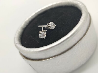 Sterling Silber Solitär Created Diamant Ohrstecker 