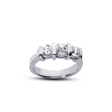 1.31ct F/SI1 Round Natural Certified Diamonds 14kw Gold Classic Three-Stone Ring