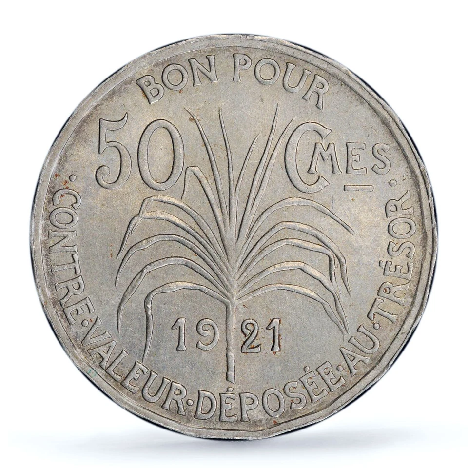 France Guadeloupe 50 centimes Colonial Coinage Arawak Man MS63 PCGS Ni coin 1921 - Image 2 of 4