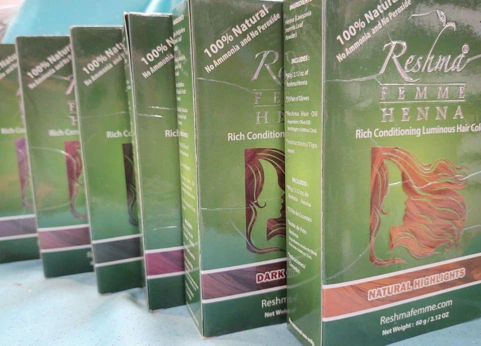 Tinte en polvo Reshma Femme HENNA acondicionador natural semipermanente COLOR DE CABELLO NUEVO Foto 3 de 3