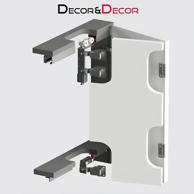 DECORANDDECOR Folding Sliding Wardrobe Track Bifold Door System Gear Kit 40kg Per Door