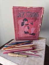 Vintage Milton Bradley Jack Straws Game Original Box Circa 1920 Antique