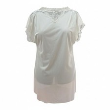 Vintage White Lace-Trimmed Nightgown With Flutter Sleeves Medium Night Shirt