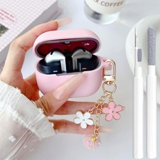 Pink Silicone Case for Galaxy Buds 3/3 Pro/3 FE with Pom Pom Keychain  Cleaner
