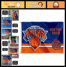 Dual Logo Indoor Outdoor Flag Banner - New York Knicks Sports Decor, 3x5 ft