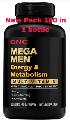 GNC Mega Men Energy and Metabolism 180 Caps - Time-release Multivitam 2x90