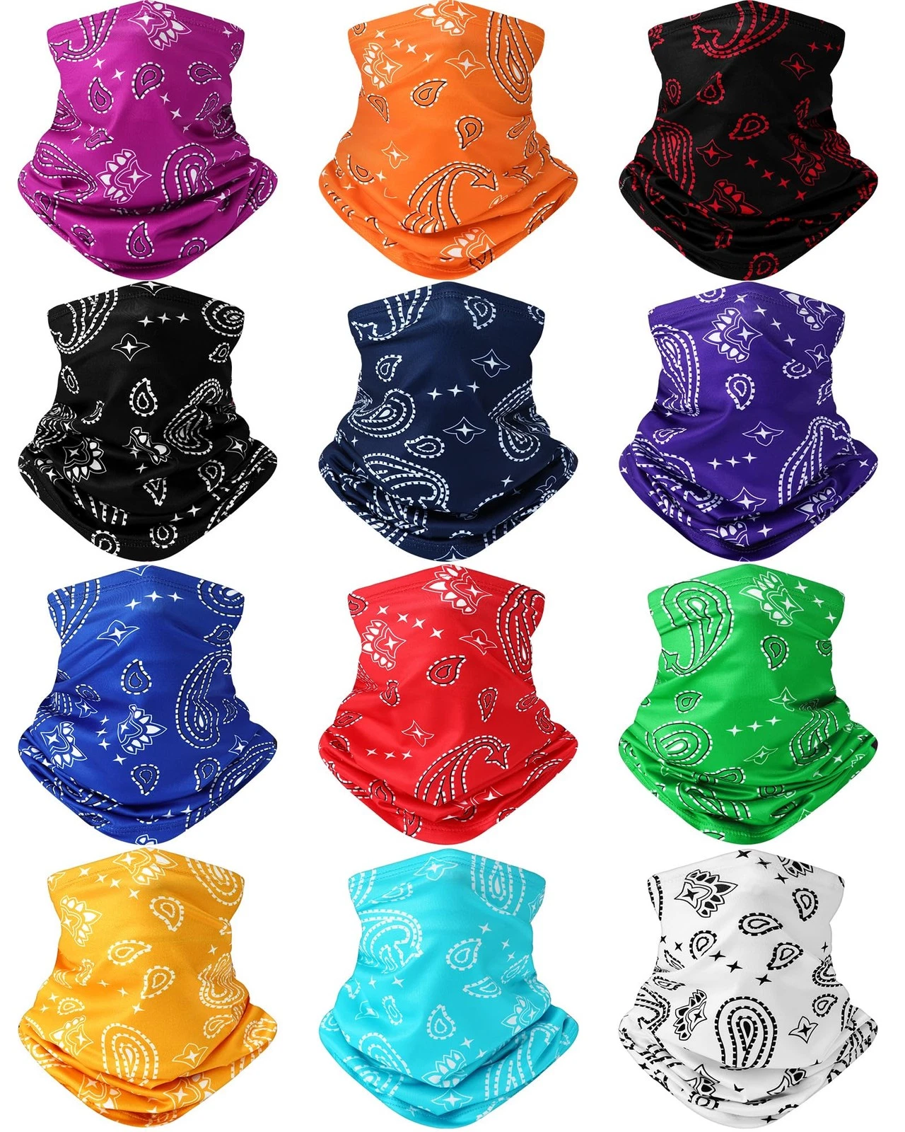 12 Pack Neck Gaiters Face Mask Balaclava for Men Women Cooling Neck Gaiter Su...
