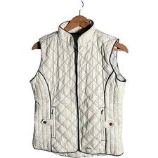 Joules Gilet Women's Size UK 10 White Quilted Full Zip Lightweight Vest