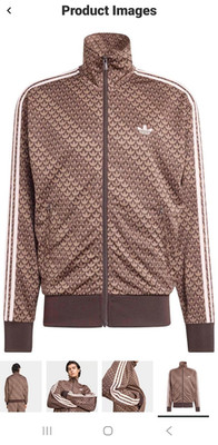 adidas Originals Brown Geometric Monogram Full-Zip Track Jacket Mens L