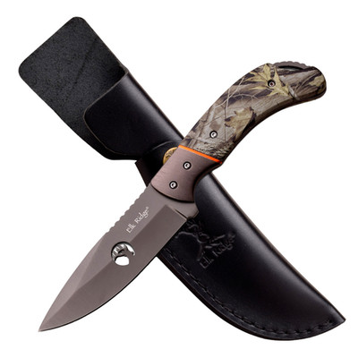 Professionelles Jagdmesser, Titan, feststehende Klinge, ELK RIDGE ER-554CA