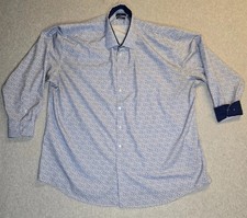 Shaquille O'Neal XLG Big Fit Button-Up Shirt Blue Floral Cooling Stretch