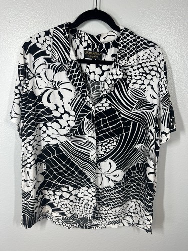 Jams World Shirt 50 Years Size XL Wearable Art Short Sleeve Black White Hawaiian