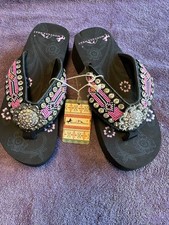 Montana West Pink Lots of Bling Flip Flops Size 7