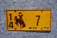 1972 Wyoming License Plate