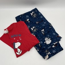 Munki Peanuts Christmas SNOOPY Jogger Lounge Pajama Sleep Pants Set Kids Size 11