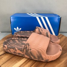 Adidas Adilette 22 Clay Earth Slides Mens 8 Pink Gray Marbled Slip On Sandals