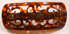 Vintage Goody Girls Barrette Faux Tortoise Shell Pierced Filigree 3" x 1 1/4"