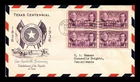 DR JIM STAMPS US COVER TEXAS CENTENNIAL FDC SCOTT 776 BLOCK OF 4 GRIMSLAND