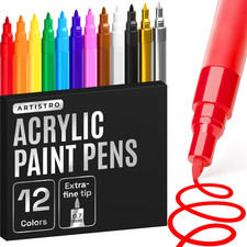 12 Regular Paint Pens for Glass Marking, Rock Painting, Ceramic, Wood, Fabric, S