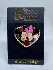 Disney Mall Japan Mickey & Minnie Mouse Valentines Day Heart Pin LE 100 Glitter