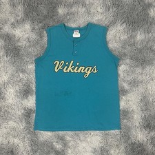 Vintage Wilson Vikings Henley Tank Top Sleeveless Jersey Made In USA XL *Stained