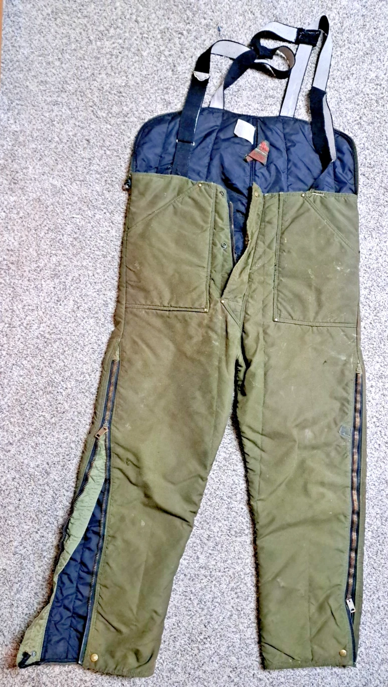 Used RefrigiWear Medium 28" Insulated Green Snow Bib Overalls Made USA Vintage