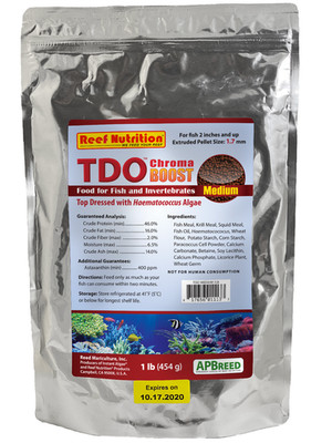 TDO-MEDIUM 1.7MM CHROMA BOOST FISH FOOD (16 OZ) - REEF NUTRITION