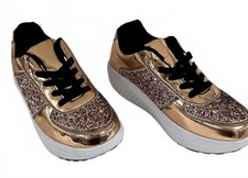 Sparkling Gold Glitter Women's Sport Shoes - Shine with Every Step 