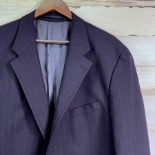 Chaps by Ralph Lauren Mens Pinstripe Wool Blazer Suit Jacket Navy Blue 46L