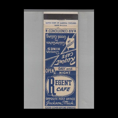 Matchbook Cover Regent Cafe Jackson, MI