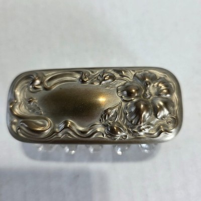 Art Nouveau Vintage Vanity Trinket Box with Silver Lid