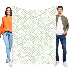 Gem&uuml;tliche Decke mit Blattmuster Baumwolle Bambusfasern Karo Stil