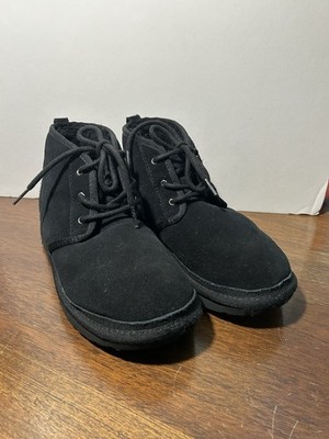 UGG Boots Youth 6 Neumel II Casual Lace Up Chukka Bootie 1017320K Black Suede