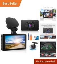 Plug and Play 1080P Dual Dash Cam Front and Rear, Night Vision with G-Sensor