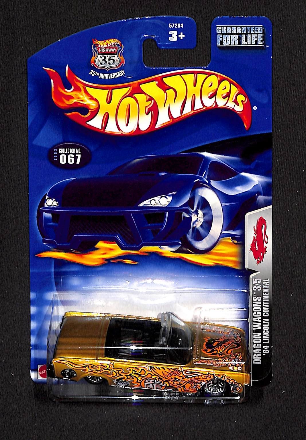 2003 Hot Wheels #67 Dragon Wagons 3/5 '64 LINCOLN CONTINENTAL Gold w/Lace Spokes