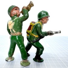 Barclay World War 2 Flame Thrower Trumpet Military Toy Soldiers Podfoot Figures