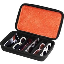 Hard Shell Travel Sunglasses Organizer, Portable Multiple Orangeblack, 7 Slots