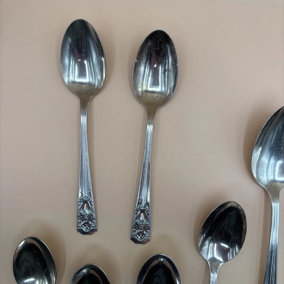 КЛАССИЧЕСКАЯ ФИЛИГРАНЬ 1937 6 столовых ложек 1 сервировочная ложка гармония дом тарелка Wallace - Изображение 4 из 4