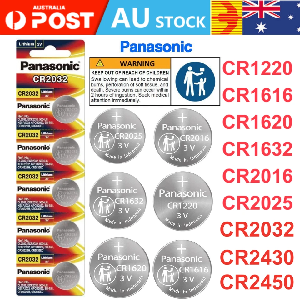 Panasonic CR1620 CR2025 CR2032 CR2430 CR2450 3V Coin Button Battery Batteries - image 1 of 1