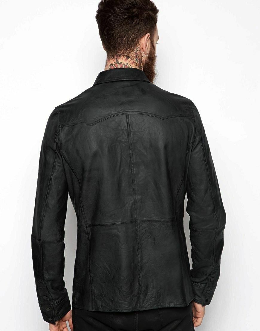 lambskin shirt jacket